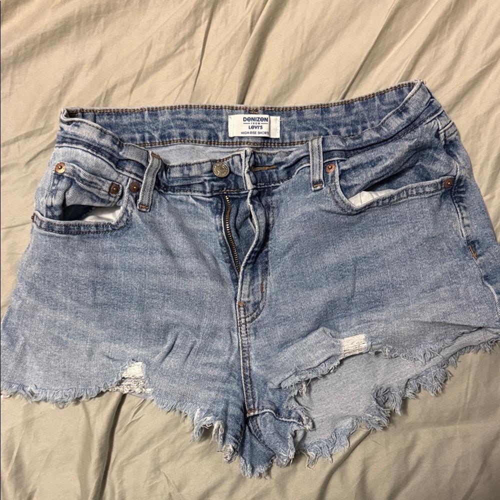 Denizen from Levi's Women's Light Blue Frayed Jean Shorts